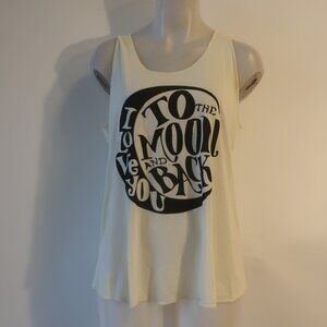 NWT Womens Tina Demel Cream, Black "I Love You To The Moon And Back" Tank M